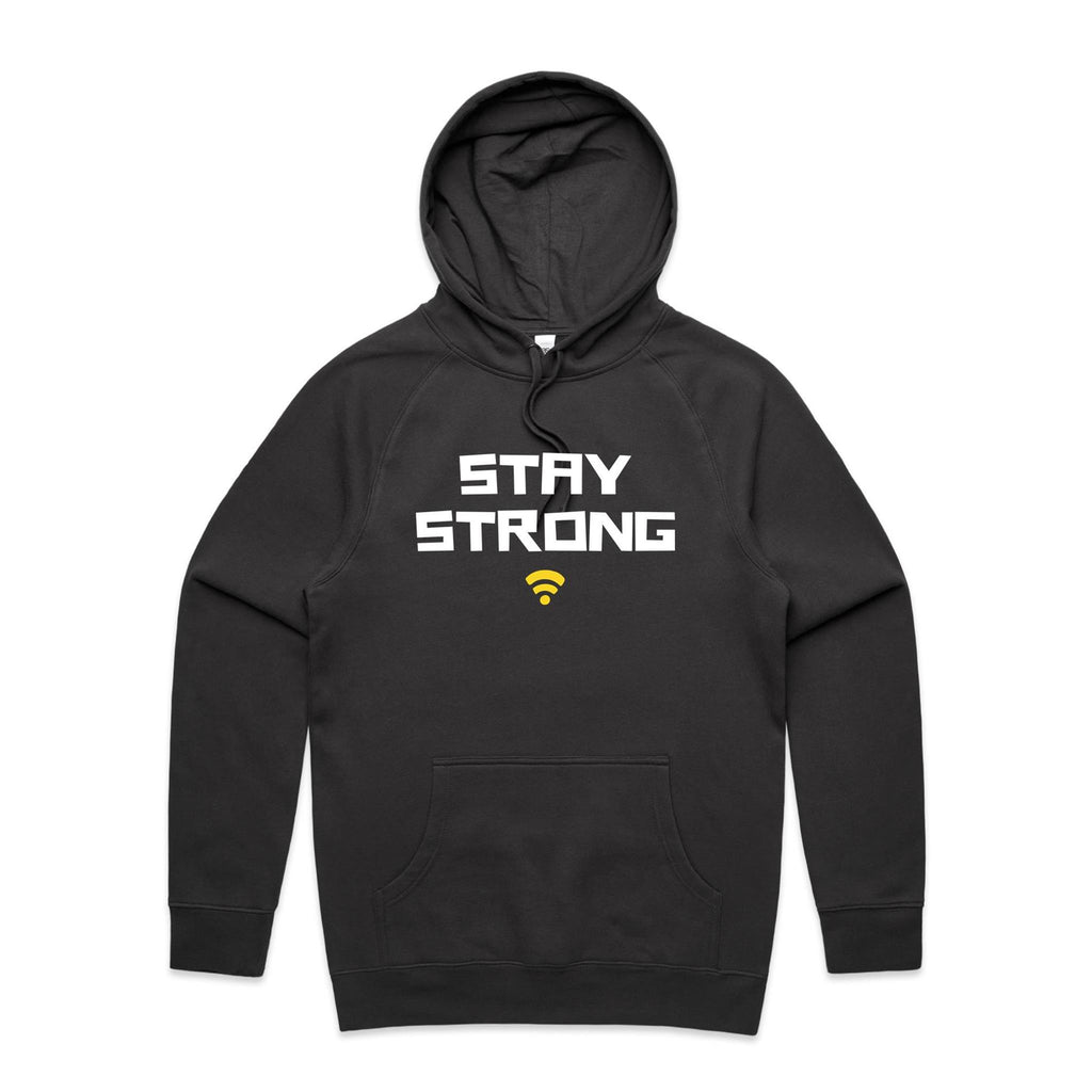 Stay Strong, WIFI - Mens Hoodie Coal Mens Hoodie Printed In Australia Tech