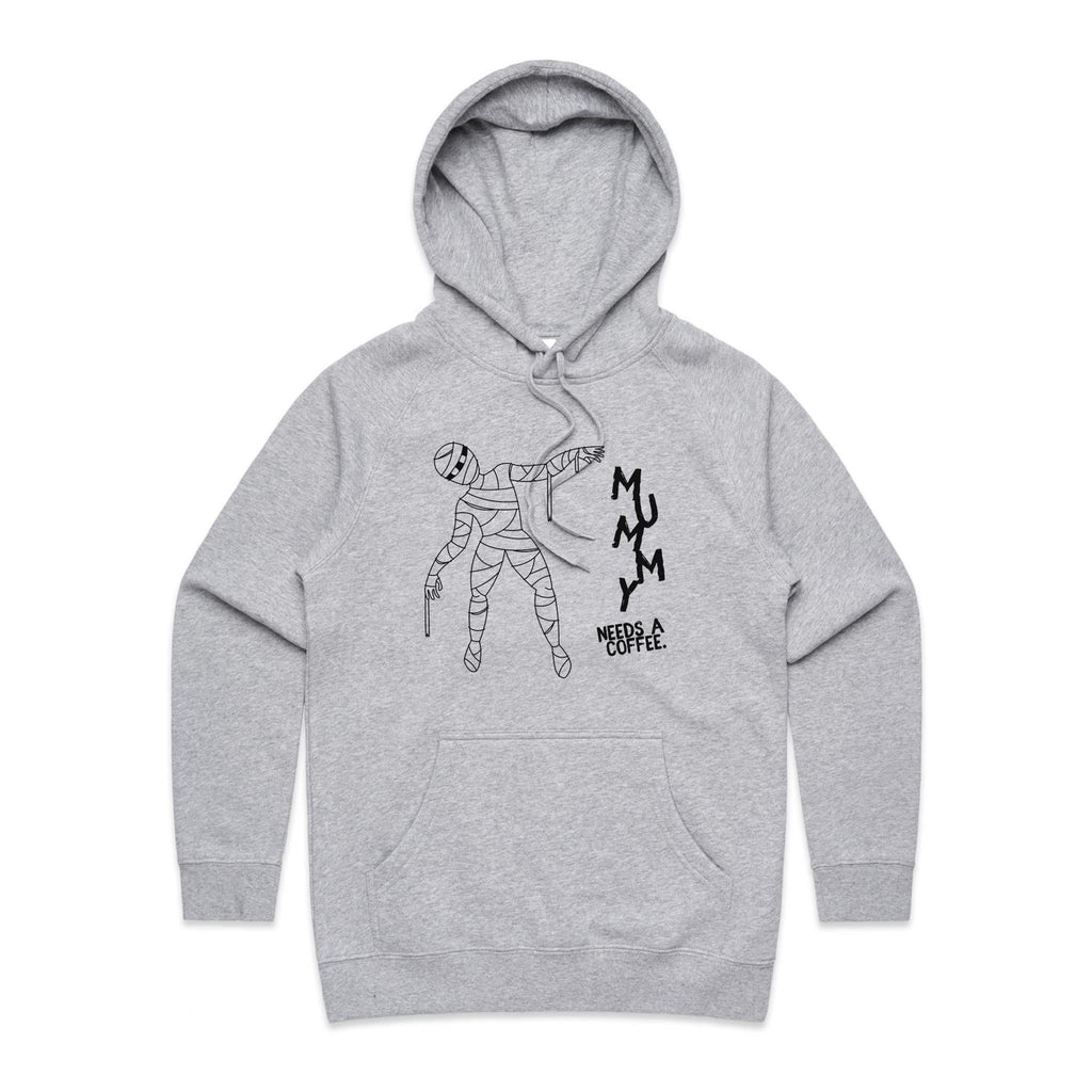 Mummy Needs A Coffee - Womens Hoodie Grey Marle Womens Hoodie Coffee Mum Printed In Australia