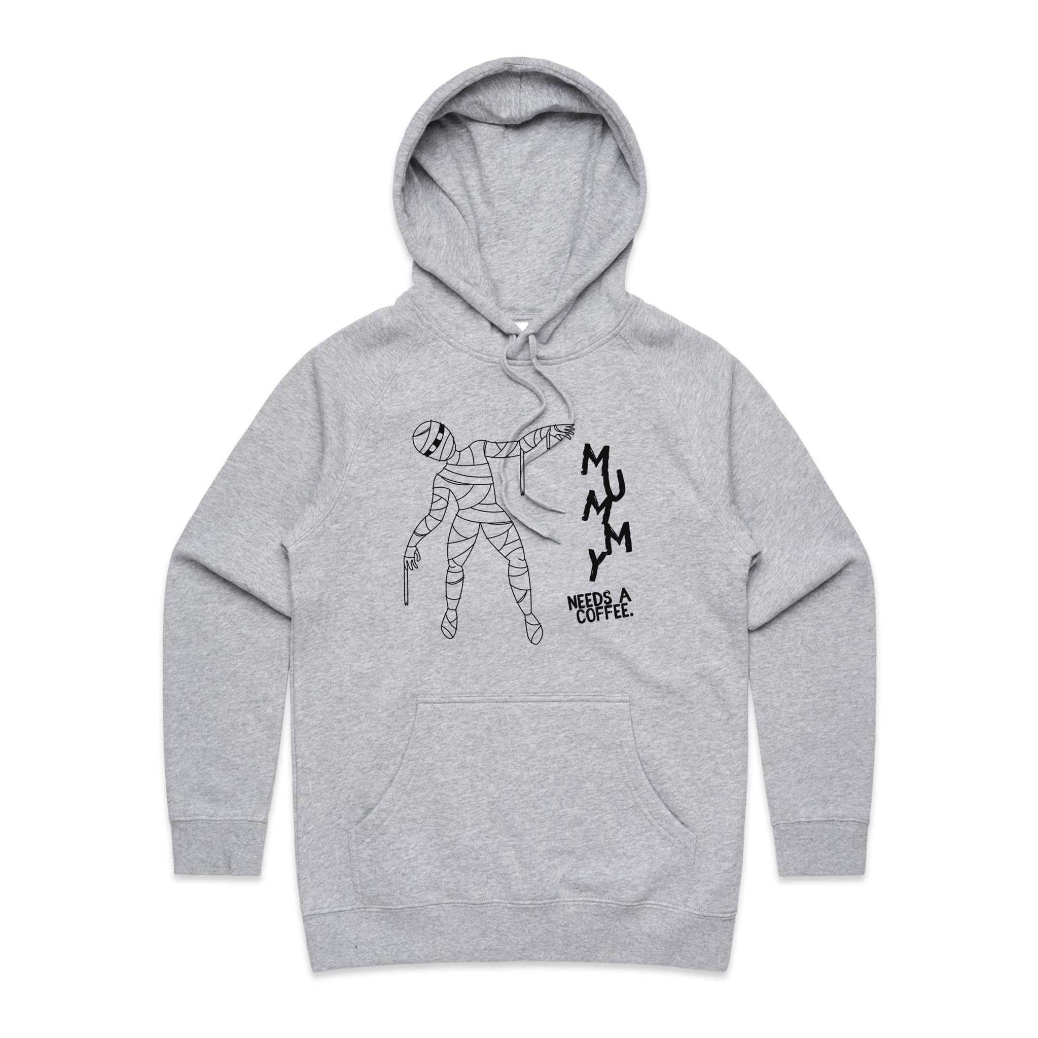 Mummy Needs A Coffee - Womens Hoodie Grey Marle Womens Hoodie Coffee Mum Printed In Australia