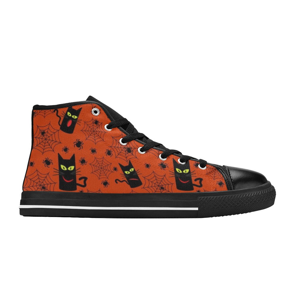 Halloween Black Cats Men's High Top Canvas Shoes Men's Classic High Top Canvas Shoes animal Halloween Printed Offshore