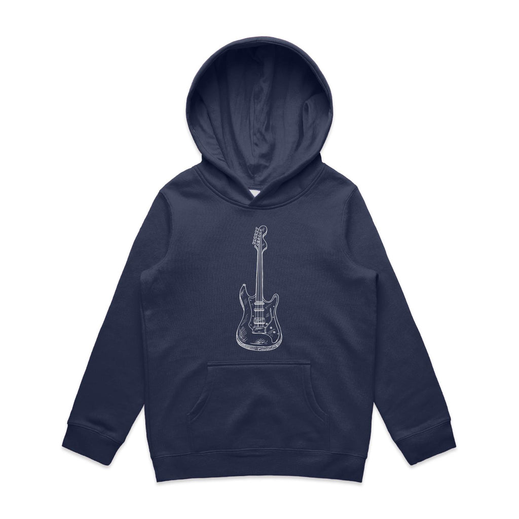 Guitar - Kids Hoodie Midnight Blue Kids Hoodie Printed In Australia