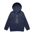 Guitar - Kids Hoodie Midnight Blue Kids Hoodie Printed In Australia