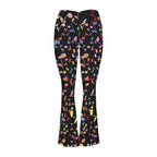 Quavers, Music Notes High Waist Crossover Tummy Control Flare Leggings High Waist Flare Leggings Music Printed Offshore
