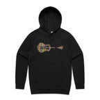 Guitar Reflection In Colour - Mens Hoodie Black Mens Hoodie Music Printed In Australia