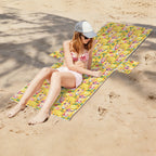 Tropical Fruit Drink Beach Chair Towel Cover with Side Pockets