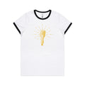 Retro Microphone Women's AS Colour Ringer Tee White Black Womens Ringer T-shirt Music Printed In Australia Retro
