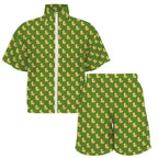 Rubber Ducks On Green Women's Windbreaker Short Set