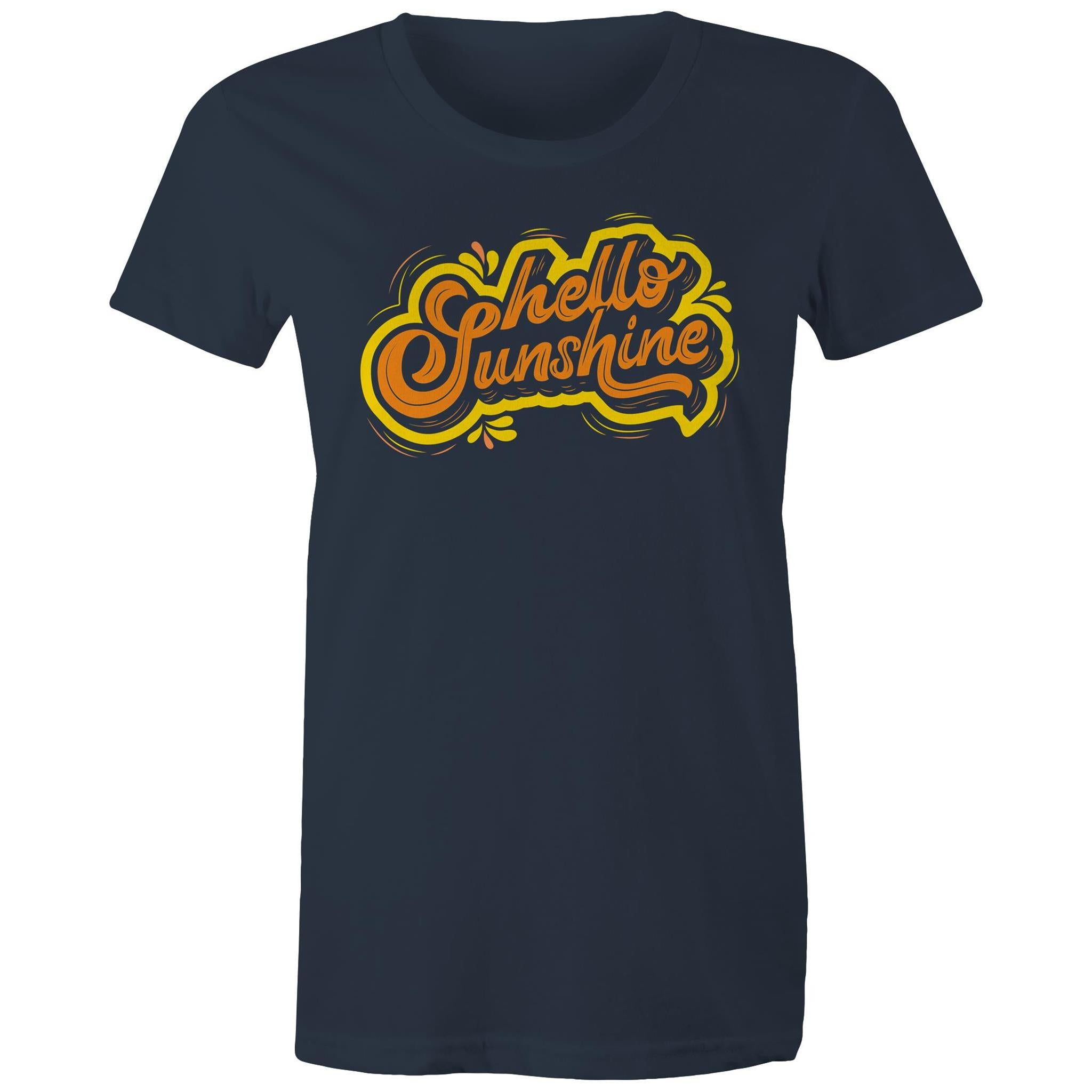 Hello Sunshine - Womens T-shirt Navy Womens T-shirt Printed In Australia Summer
