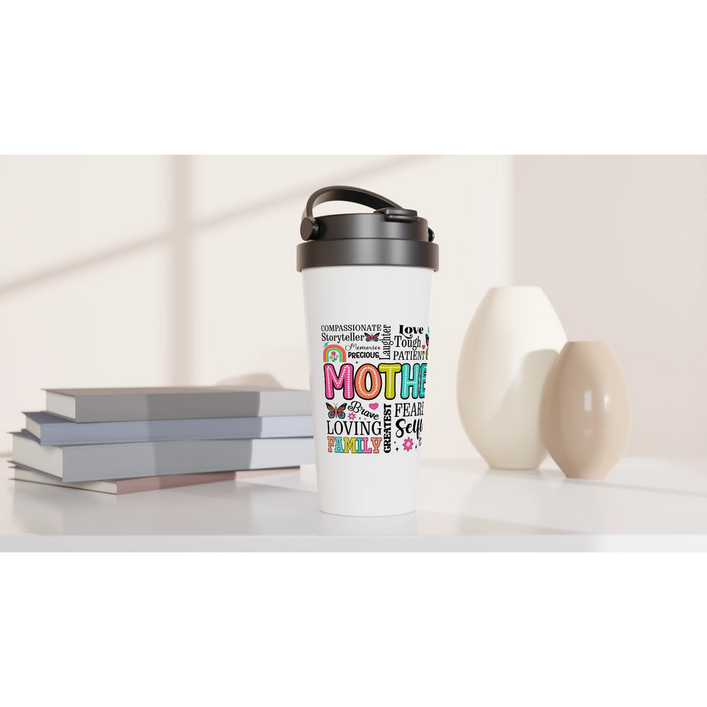 Mother Word Cloud - White 15oz Stainless Steel Travel Mug Travel Mug Globally Fulfilled Mum