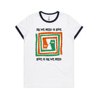 All We Need Is Love - Women's Ringer Tee White Navy Womens Ringer T-shirt Love Printed In Australia