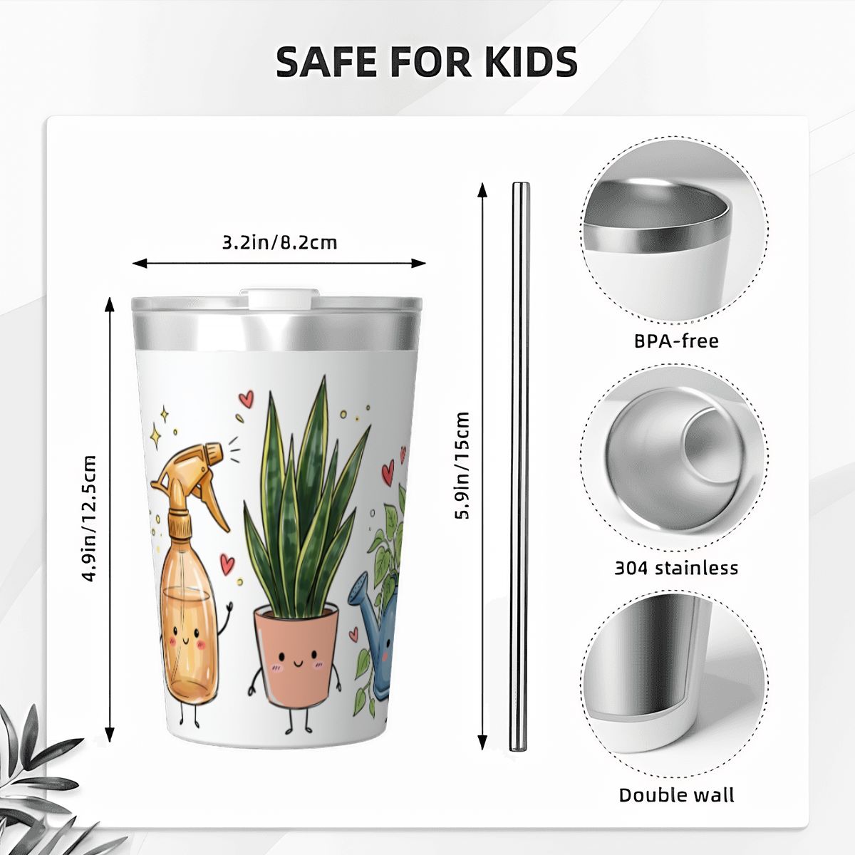 Plant Lover Small Stainless Steel Travel Mug Cup 12oz/350ml