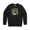 Astronaut, Anywhere But Here AS Colour Stencil Crew Sweatshirt Unisex Black Sweatshirt Printed In Australia Space