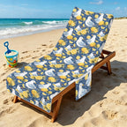 Lemon Seagull Beach Chair Towel Cover with Side Pockets