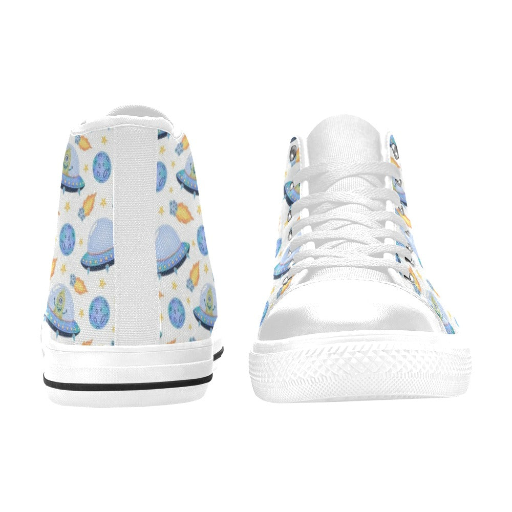 UFO's And Aliens Men's High Top Canvas Shoes Men's Classic High Top Canvas Shoes Printed Offshore Sci Fi