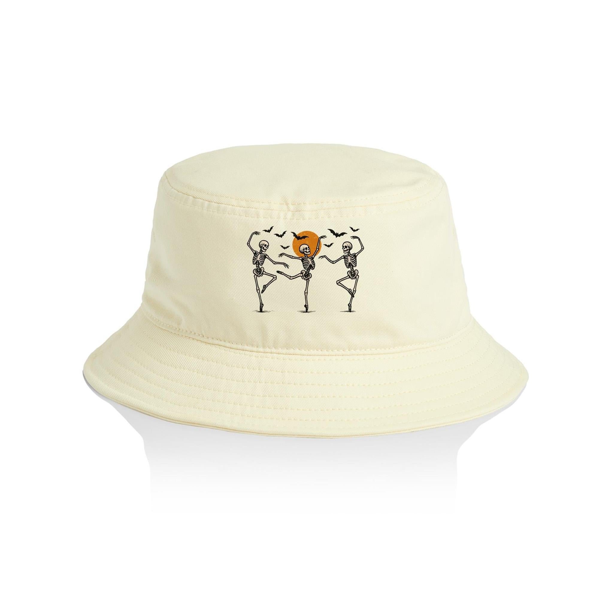 Skeleton Dance - AS Colour Bucket Hat Butter One Size As Colour Bucket Hat Halloween Printed In Australia