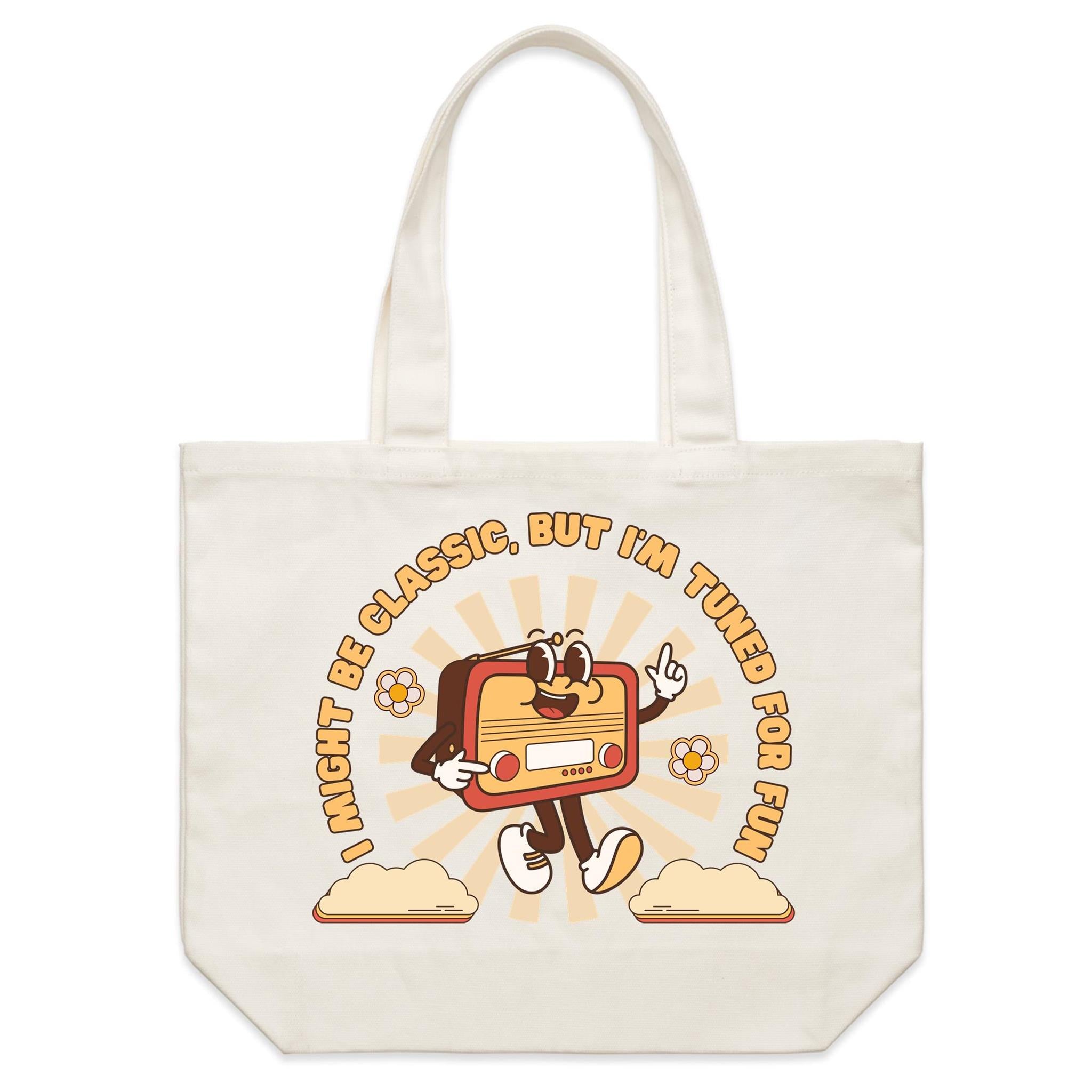 Classic Radio - Shoulder Canvas Tote Bag Default Title Large Tote Bag Music Printed In Australia
