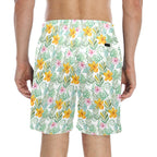 Tropical Flowers And Leaves Men's Mid-Length Beach Shorts Men's Mid-Length Beach Shorts Plants Printed Offshore