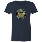 Coffee Is Universal, Alien - Womens T-shirt Navy Womens T-shirt Coffee Printed In Australia Sci Fi
