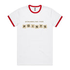 Scrabbling For Points - Staple Ringer Tee White Red Ringer T-Shirt Games Printed In Australia