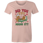 Funny Gingerbread, Did You Try Icing It - Womens T-shirt Pale Pink Womens Christmas T-shirt Christmas Printed In Australia