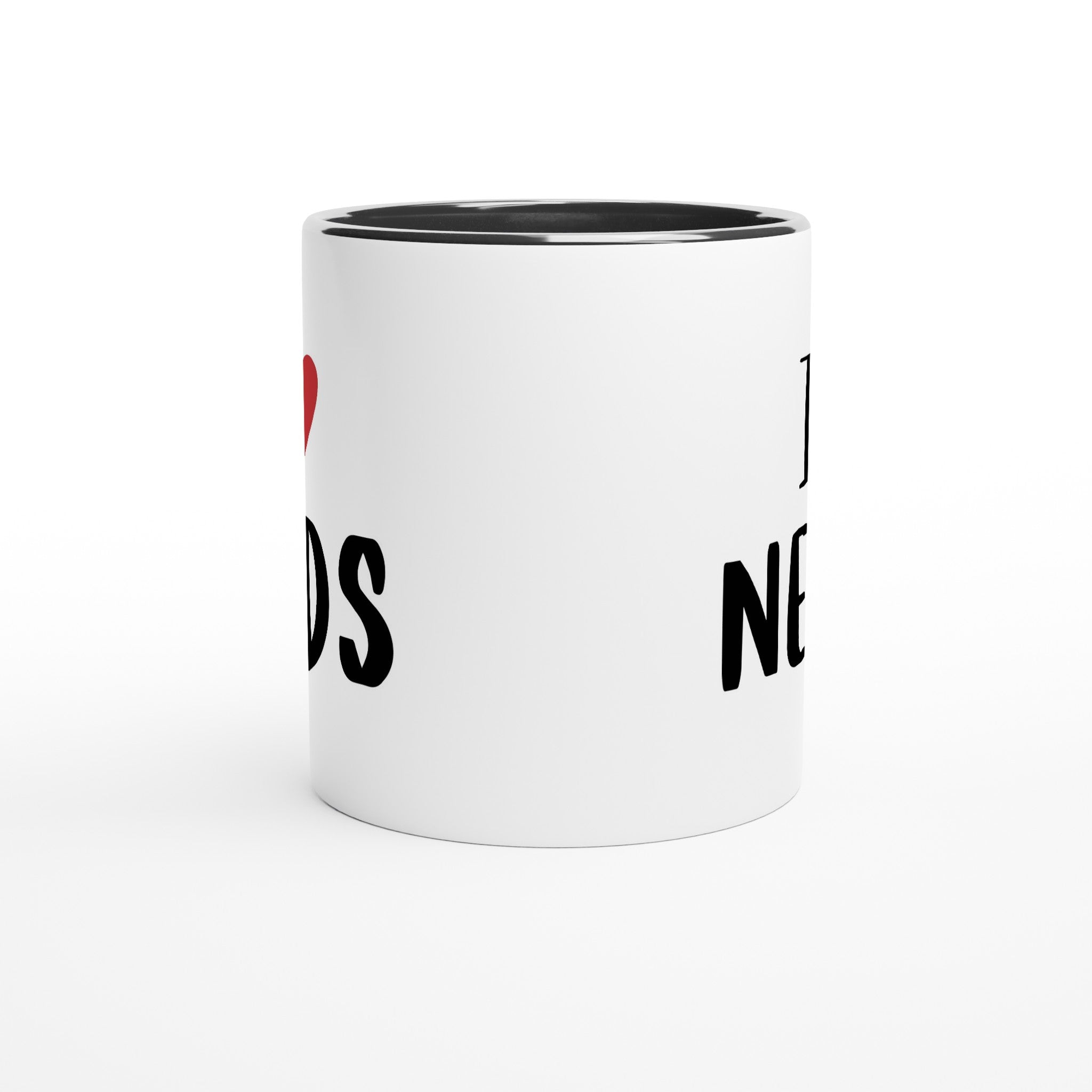 I Love Nerds, Red Heart - White 11oz Ceramic Mug with Colour Inside Colour 11oz Mug Globally Fulfilled Love