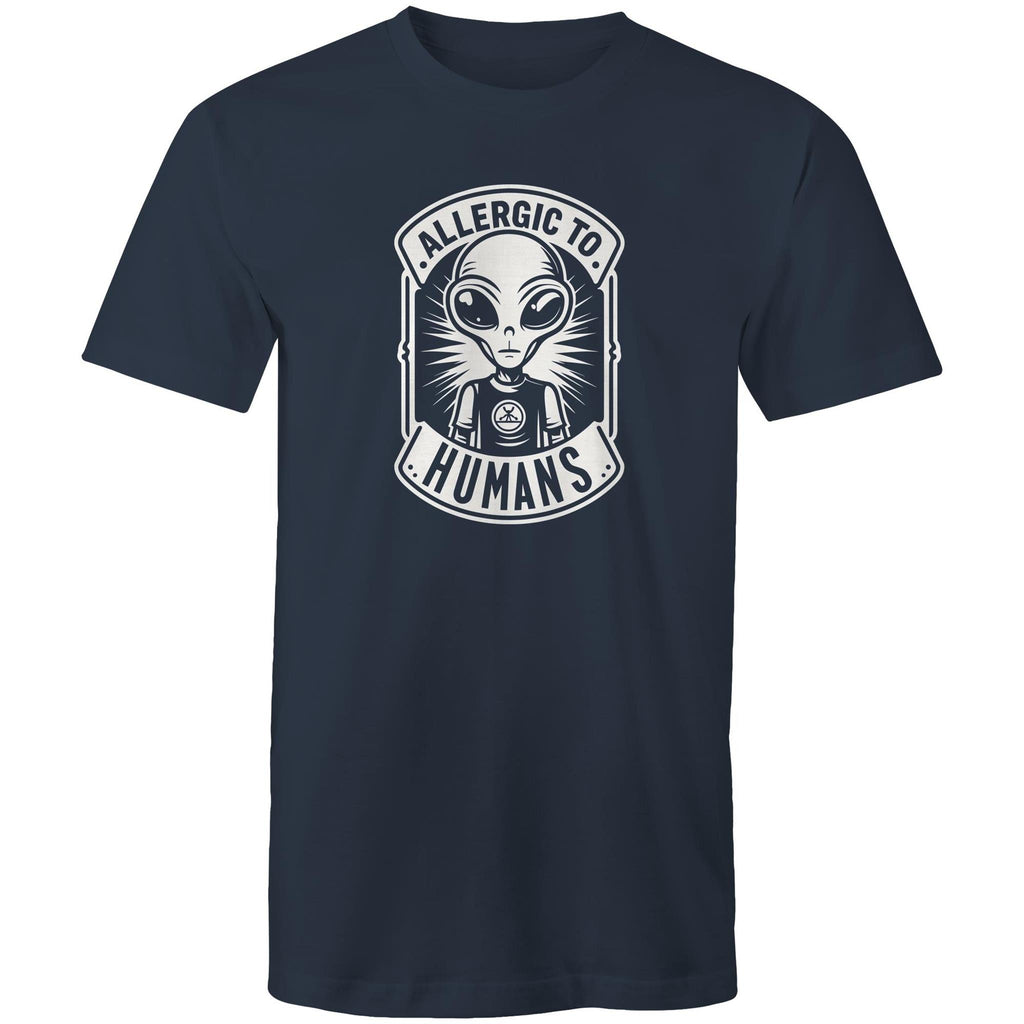 Alien, Allergic To Humans - Mens T-Shirt Navy Mens T-shirt Printed In Australia Sci Fi