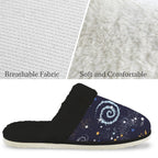 Outer Space Women's Fur Trim Thick-Sole Indoor Slippers Women's Fur Trimmed Slippers Printed Offshore Space
