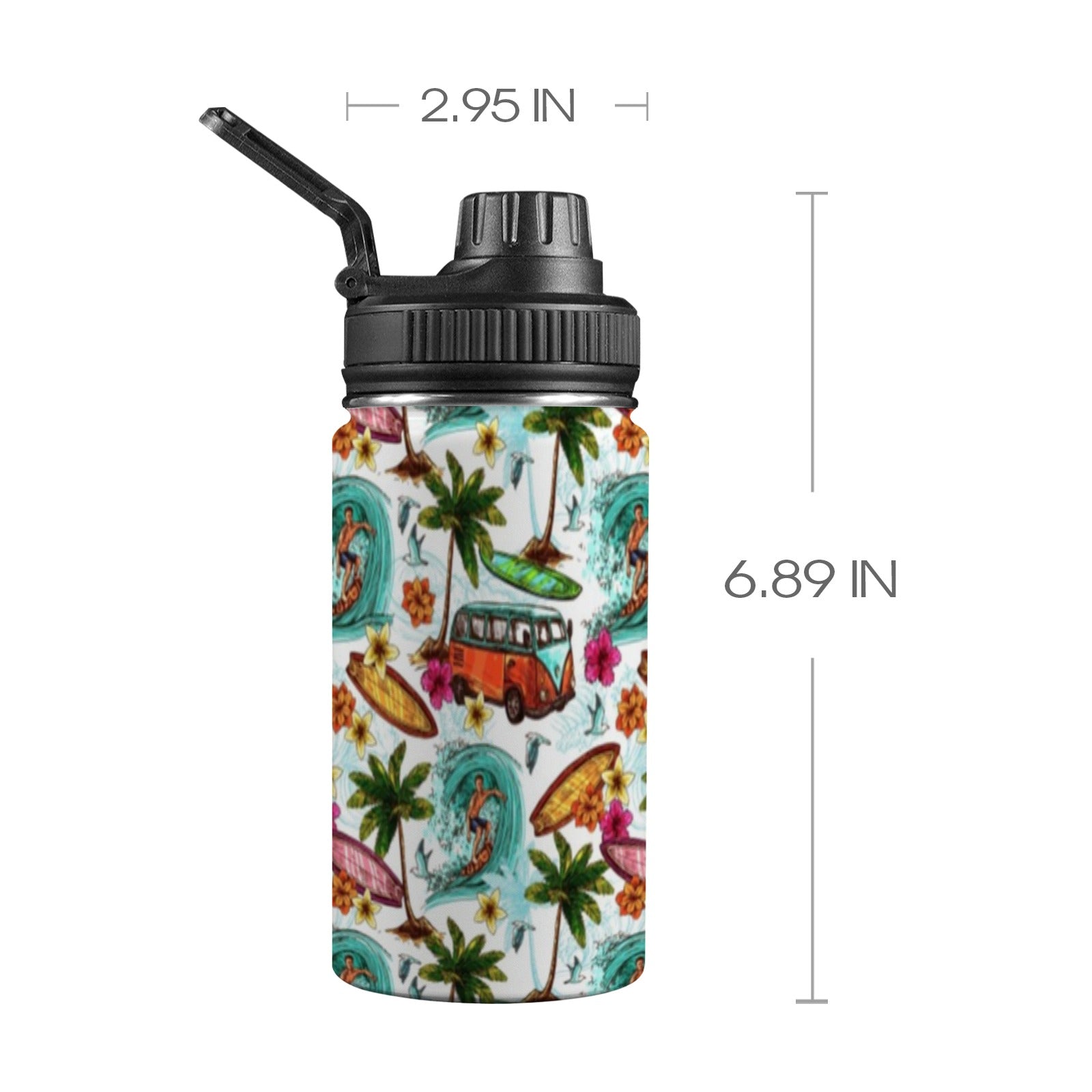 Surfing Safari Kids Water Bottle with Chug Lid (12 oz) One Size Kids Water Bottle with Chug Lid Printed Offshore Surf