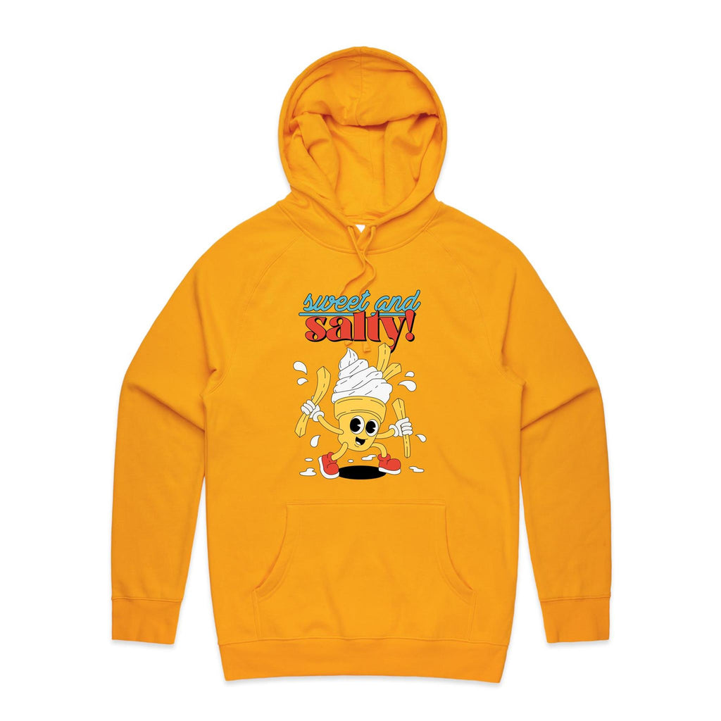 Sweet And Salty, Ice Cream And Fries - Mens Hoodie Gold Mens Hoodie Food Printed In Australia