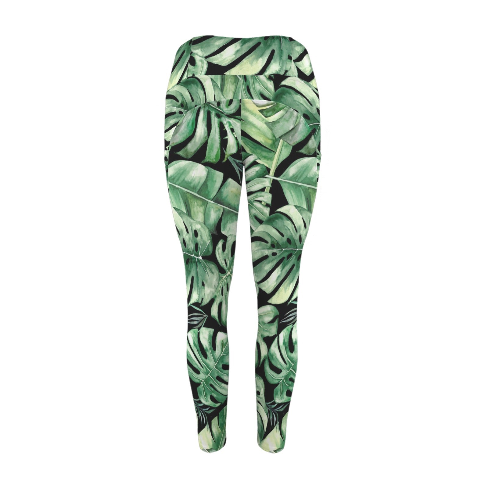 Jungle Leaves - Women's High Waist Pockets Yoga Leggings