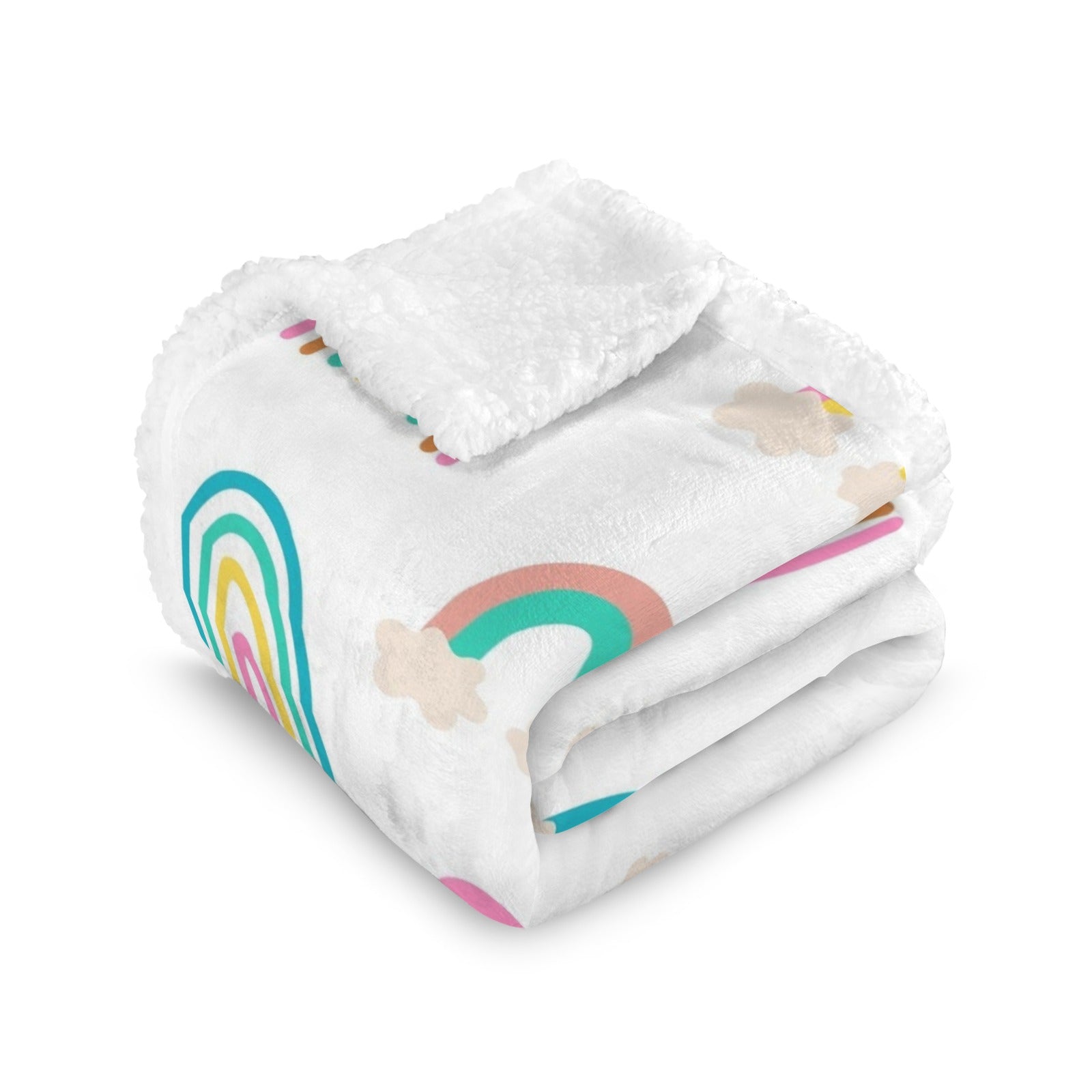 Cloud Rainbows - Double-Layer Fleece Blanket 51"x59"