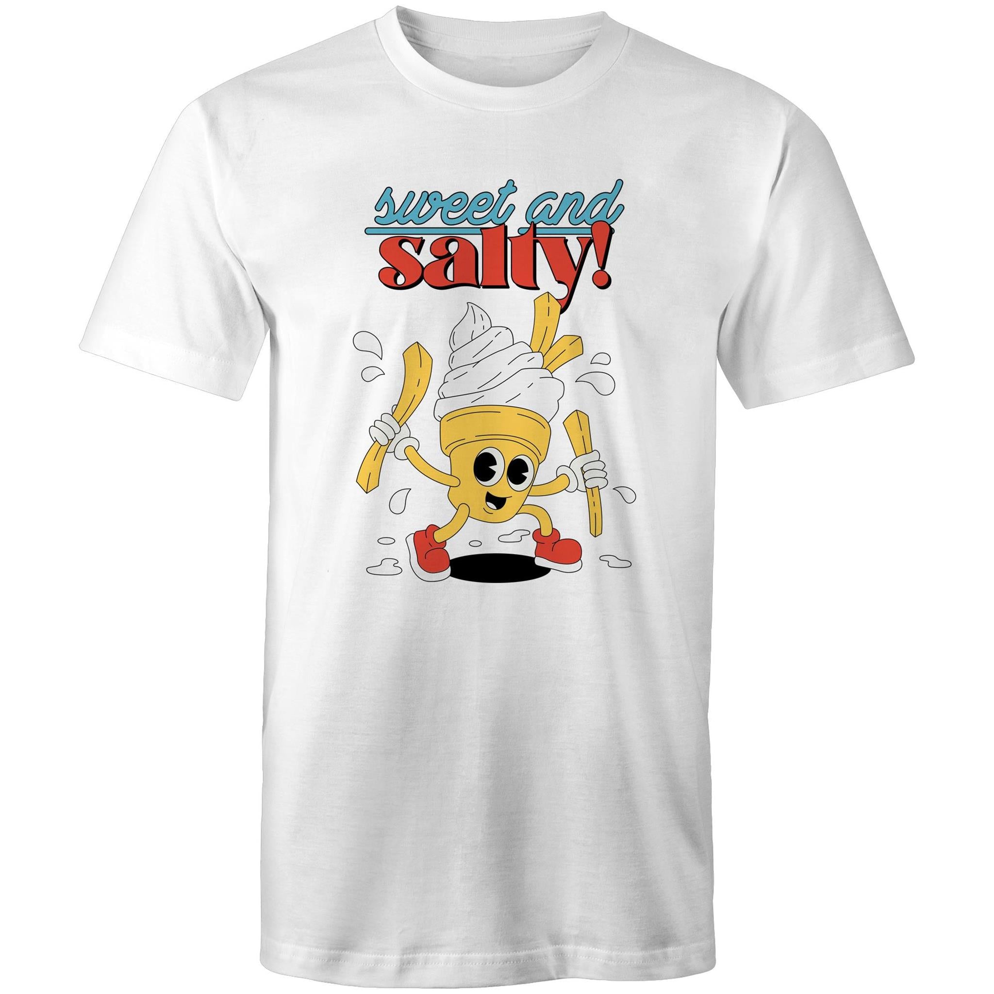 Sweet And Salty, Ice Cream And Fries - Mens T-Shirt White Mens T-shirt Food Printed In Australia