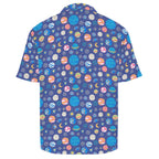 Planets On Blue Men's Crinkle Hawaiian Shirt