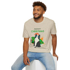 Meowy Christmas, Cat With Burning Christmas Tree - Unisex Softstyle T-Shirt