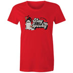 Stay Spooky, Halloween - Womens T-shirt Red Womens T-shirt Halloween Printed In Australia