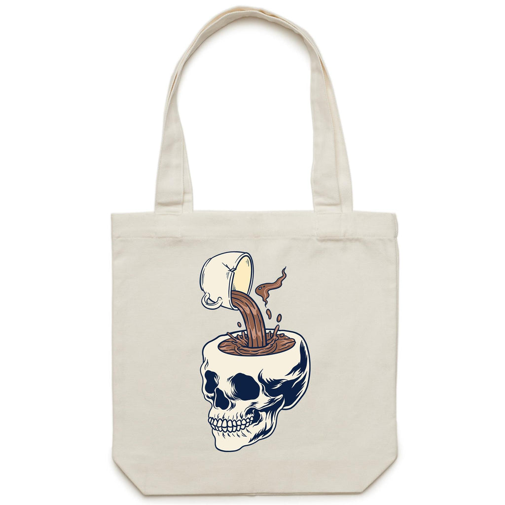 Coffee Skull - Canvas Tote Bag Cream One Size Tote Bag Printed In Australia