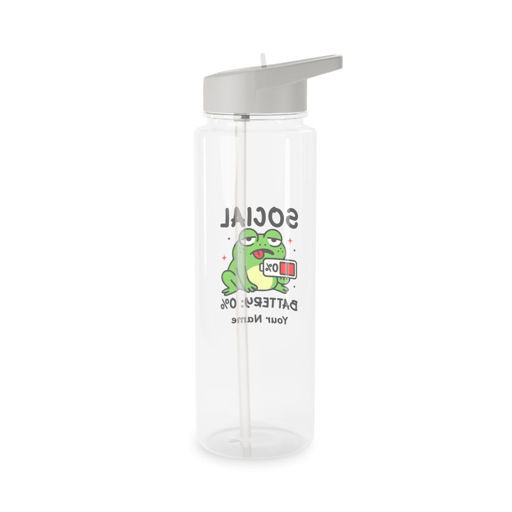 Personalised - Frog, Social Battery - Clear Tritan Water Bottle