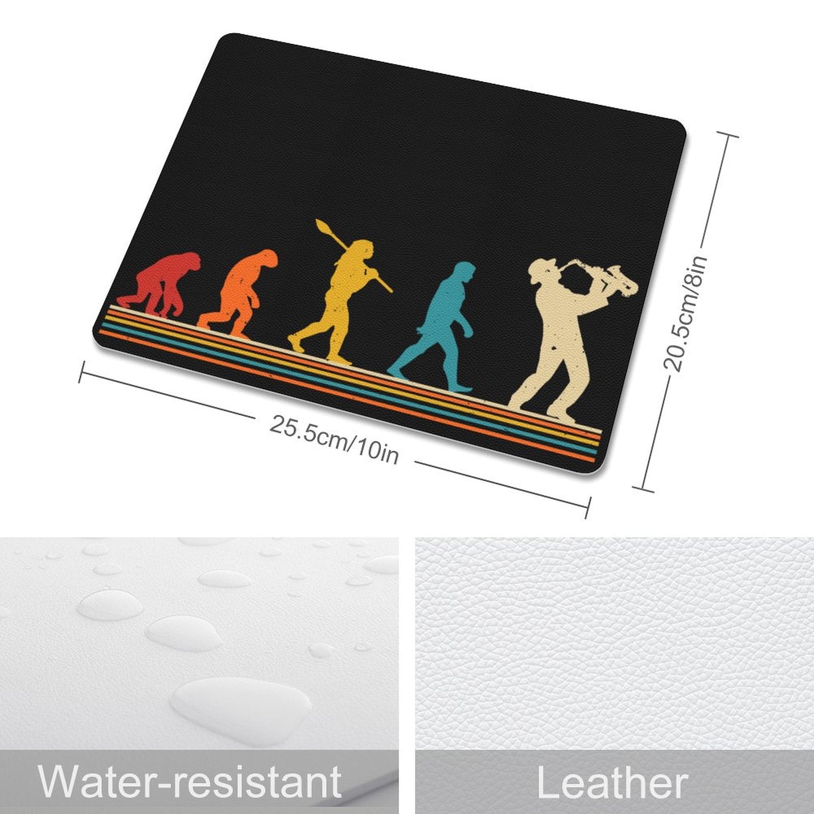 Evolution Of A Saxophone Player Leather Mouse Pad Leather Mouse Pad Music Printed Offshore