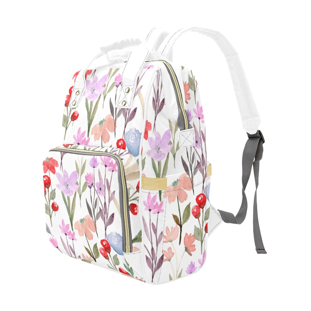 Floral Watercolour - Multi-Function Backpack, Nappy / Diaper Bag