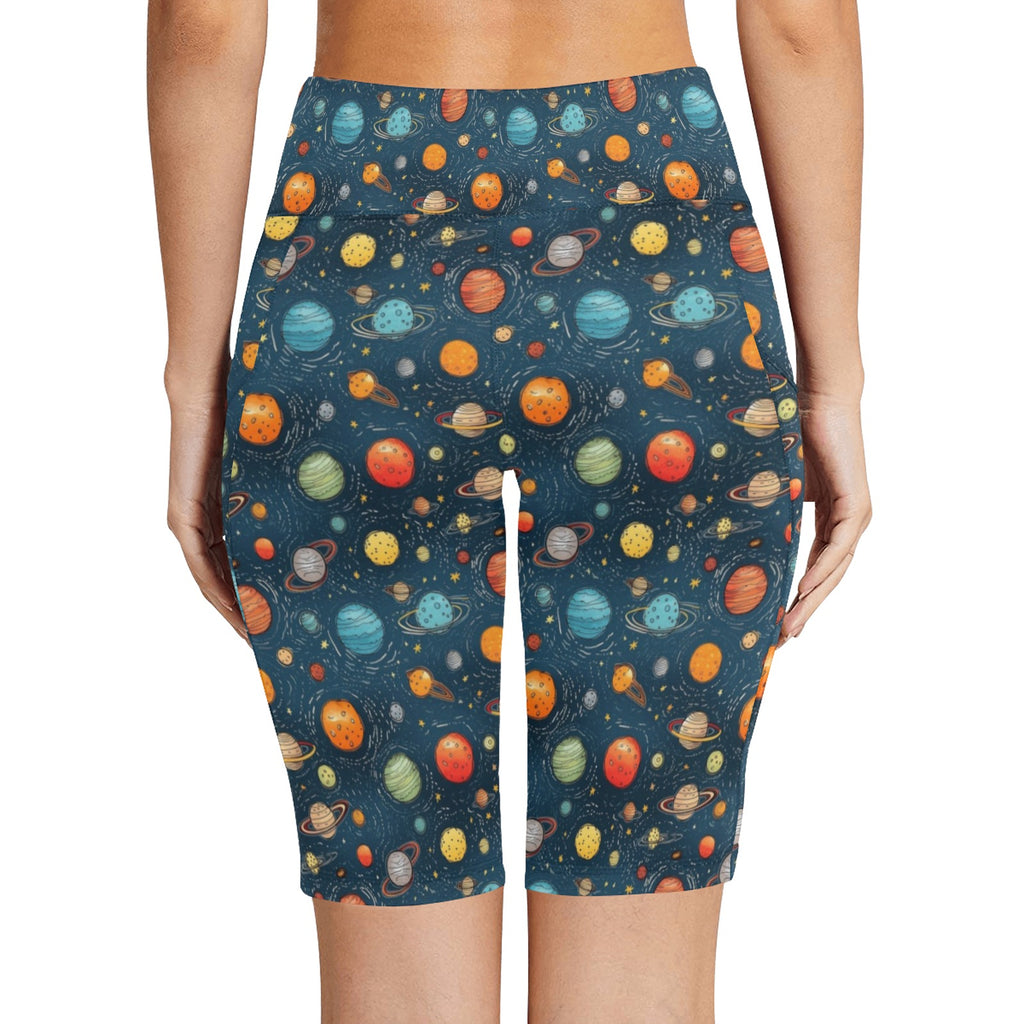 Galaxy Women's Bike Shorts With Side Pockets Women's Bike Shorts Printed Offshore Space