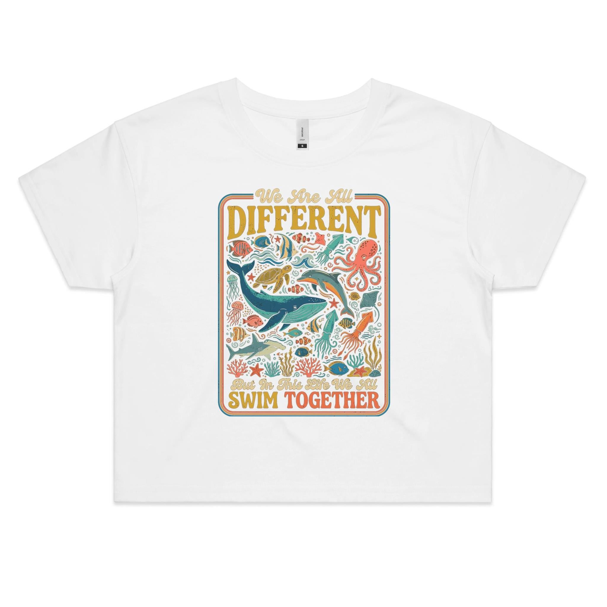 We Are All Different Ocean Animals Women's AS Colour Crop Tee