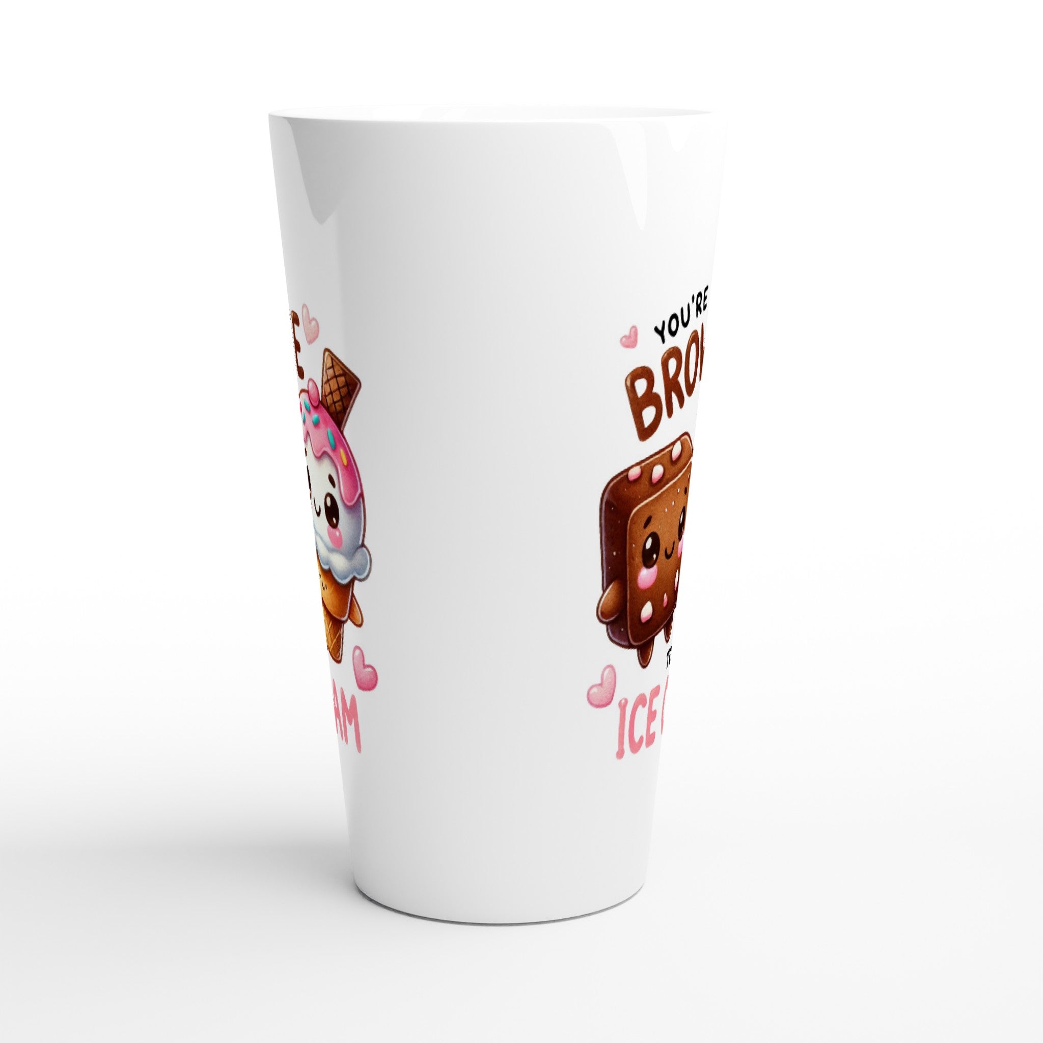 You're The Brownie To My Ice Cream, Valentine - White Latte 17oz Ceramic Mug Latte Mug Food Globally Fulfilled Love