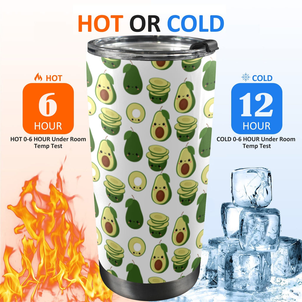Cute Avocados - 20oz Mobile Tumbler with Lid (Black Lock) 20oz Travel Mug Food Printed Offshore