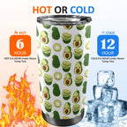 Cute Avocados - 20oz Mobile Tumbler with Lid (Black Lock) 20oz Travel Mug Food Printed Offshore