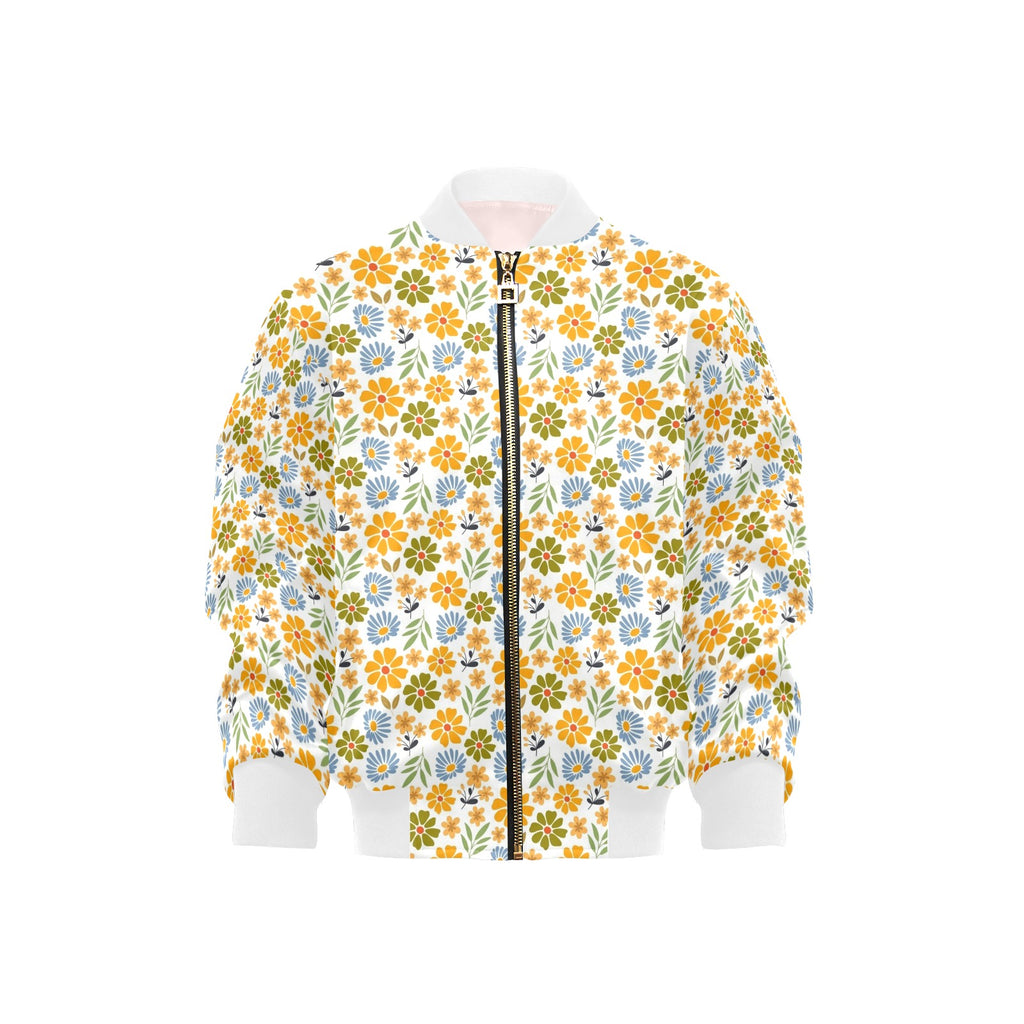 Retro Boho Flower Kids Bomber Jacket XL Kids Bomber Jacket Plants Printed Offshore