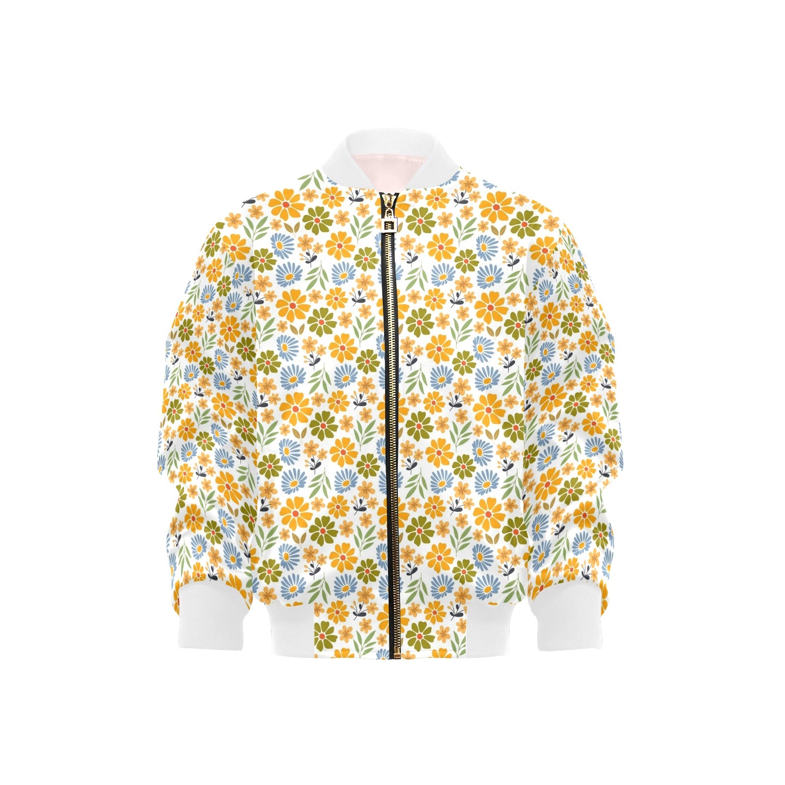 Retro Boho Flower Kids Bomber Jacket XL Kids Bomber Jacket Plants Printed Offshore