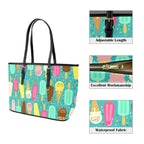 Ice Cream - Leather Tote Bag-Large