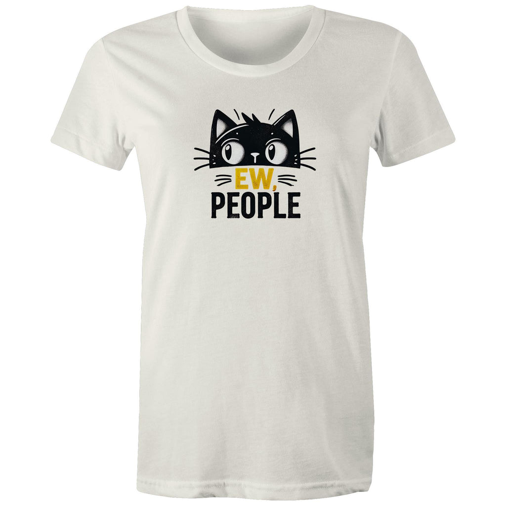 Ew People, Cat - Womens T-shirt Natural Womens T-shirt animal Printed In Australia