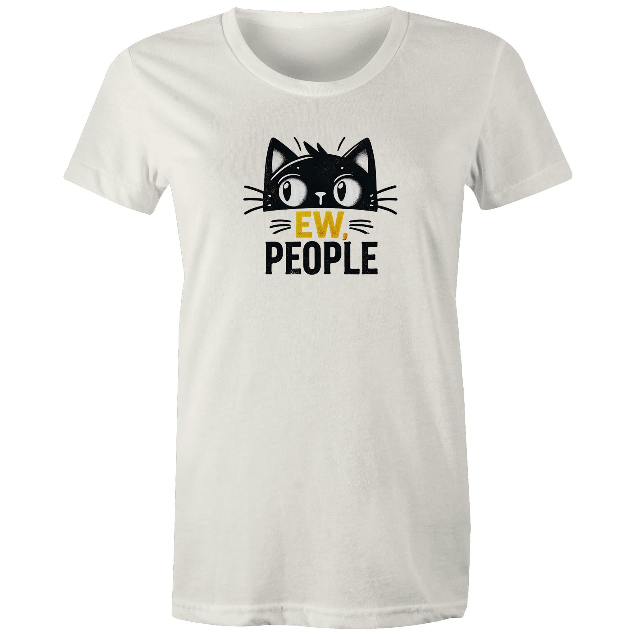Ew People, Cat - Womens T-shirt Natural Womens T-shirt animal Printed In Australia