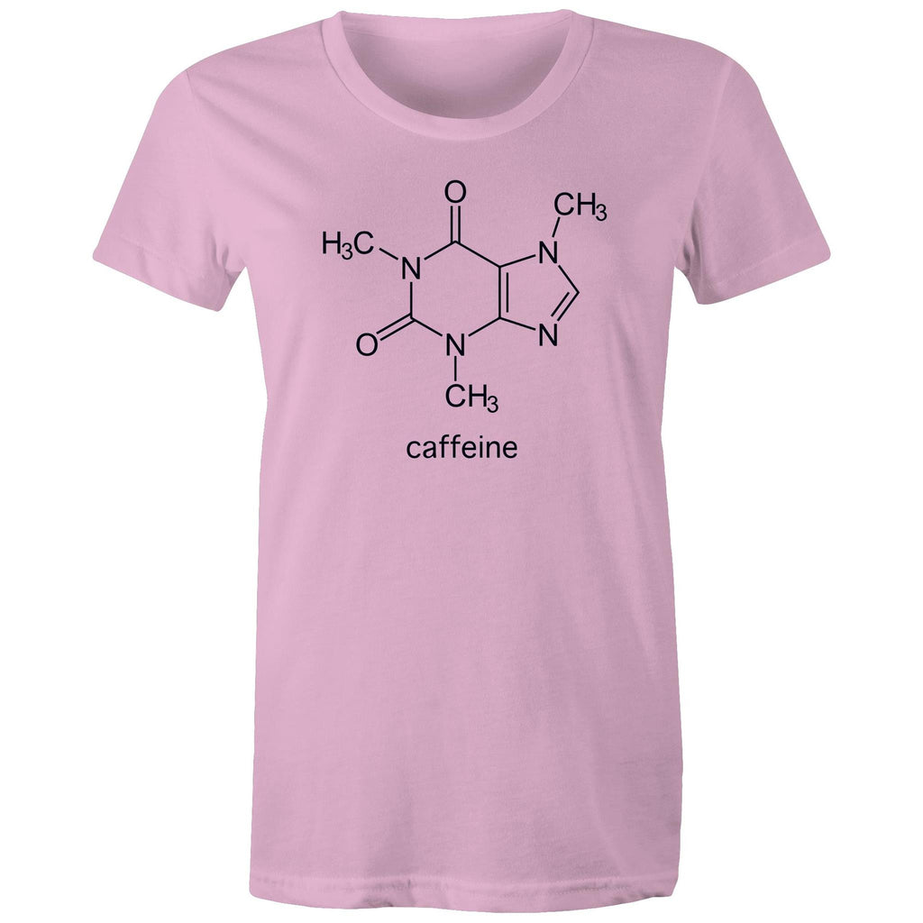 Caffeine Molecule - Womens T-shirt Pink Womens T-shirt Coffee Printed In Australia Science